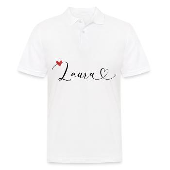 Laura Nom Prénom Calligraphie Coeur - Polo Homme - blanc - Devant - Kai (181cm)