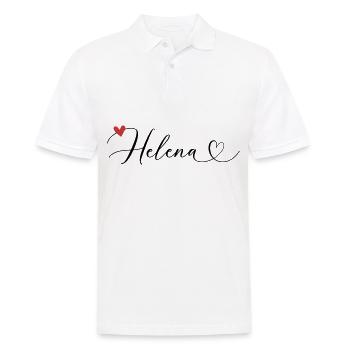 Helena Nom Prénom Calligraphie coeur - Polo Homme - blanc - Devant - Kai (181cm)