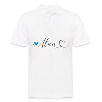 Alan Name First Name Calligraphy Heart - Men's Polo Shirt - white - Front - Kai (181cm)