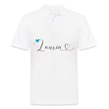Laurin Last name First name Calligraphy heart - Men's Polo Shirt - white - Front - Kai (181cm)