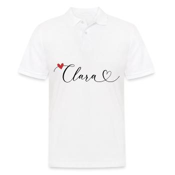 Clara Surname First name Calligraphy Heart - Men's Polo Shirt - white - Front - Kai (181cm)
