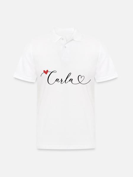 Carla Surname First name Calligraphy Heart - Men's Polo Shirt - white