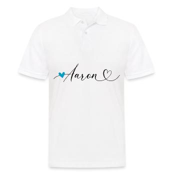 Aaron Name Vorname Kalligrafieherz - Männer Poloshirt - Weiß - Vorne - Kai (181cm)
