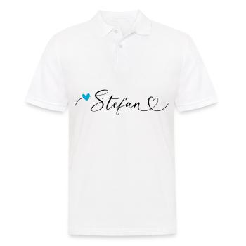 Stefan Nom Prénom Calligraphie Coeur - Polo Homme - blanc - Devant - Kai (181cm)