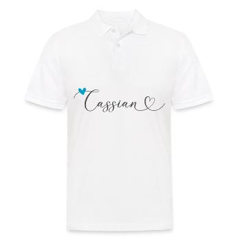 Cassien Nom Prénom Calligraphie Coeur - Polo Homme - blanc - Devant - Kai (181cm)