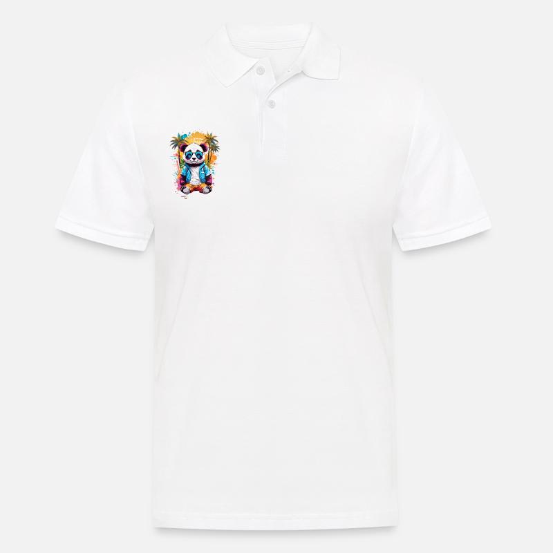 Coole Panda - Männer Poloshirt - Weiß