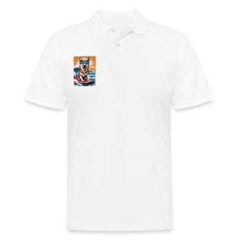 Cool husky sur une planche de surf - Polo Homme - blanc - Devant - Kai (181cm)