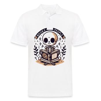 Bücherfreund Skelett Leseliebe - Books not people - Männer Poloshirt - Weiß - Vorne - Kai (181cm)
