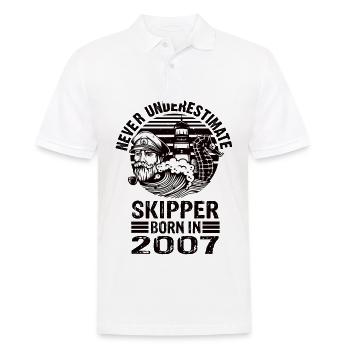 Never Underestimate Skipper born in 2007 - Men's Polo Shirt - white - Front - Kai (181cm)