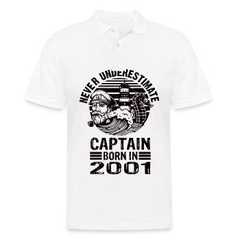 Never Underestimate Captain born in 2001 - Männer Poloshirt - Weiß - Vorne - Kai (181cm)