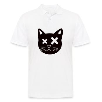 dunkle witzige Katze - Männer Poloshirt - Weiß - Vorne - Kai (181cm)