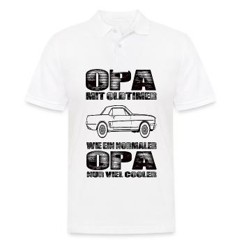 Opa Mit Oldtimer Wie Ein Normaler Opa Nur Cooler - Männer Poloshirt - Weiß - Vorne - Kai (181cm)
