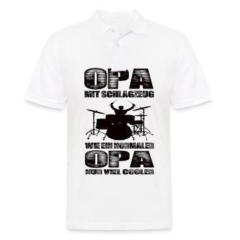 Opa Mit Schlagzeug Wie Ein Normaler Opa Nur Cool - Männer Poloshirt - Weiß - Vorne - Kai (181cm)