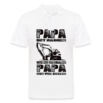Papa Mit Bagger Wie Ein Normaler Papa Nur Cooler - Männer Poloshirt - Weiß - Vorne - Kai (181cm)