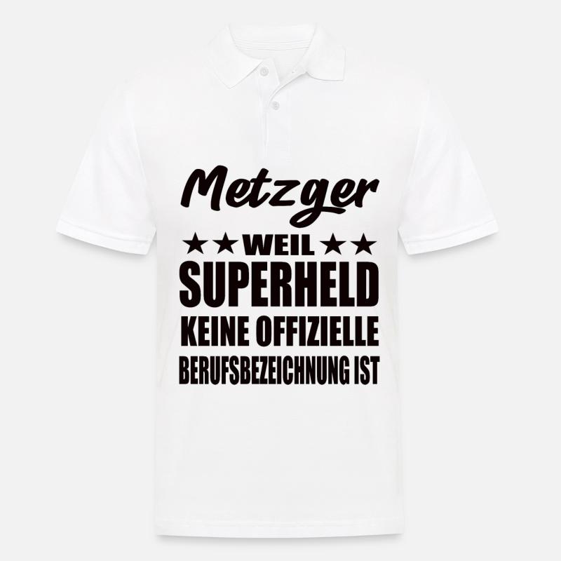 Metzger Superheld Spruch - Männer Poloshirt - Weiß