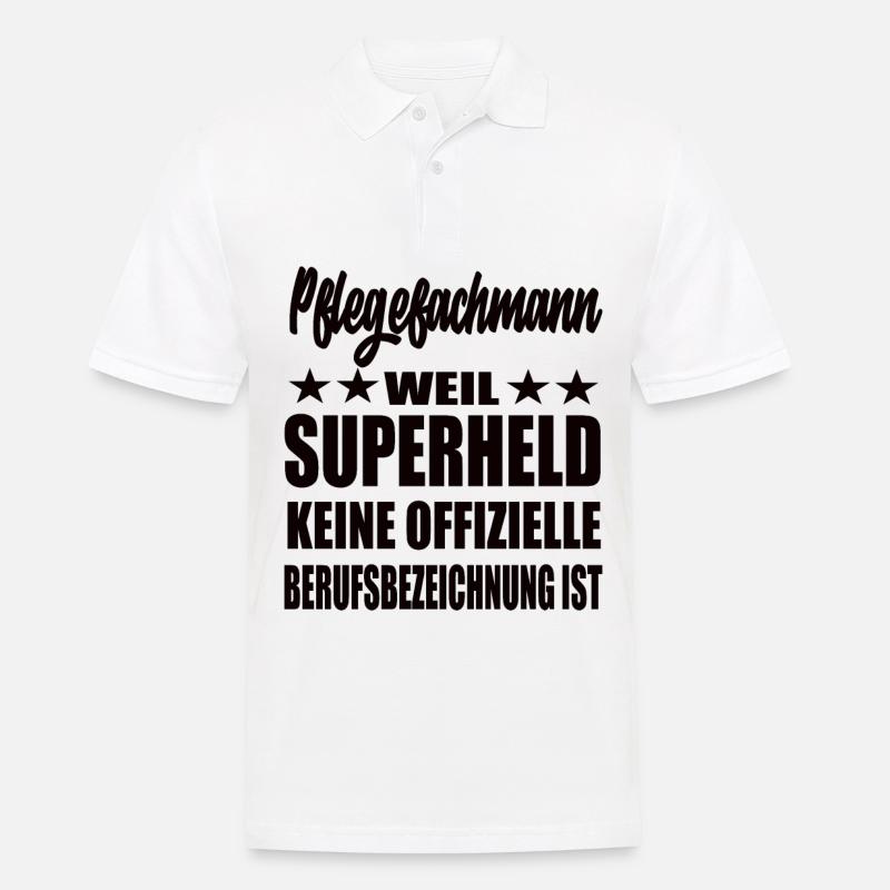Pflegefachman Superheld Spruch - Männer Poloshirt - Weiß