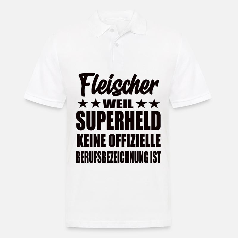 Fleischer Superheld Spruch - Männer Poloshirt - Weiß