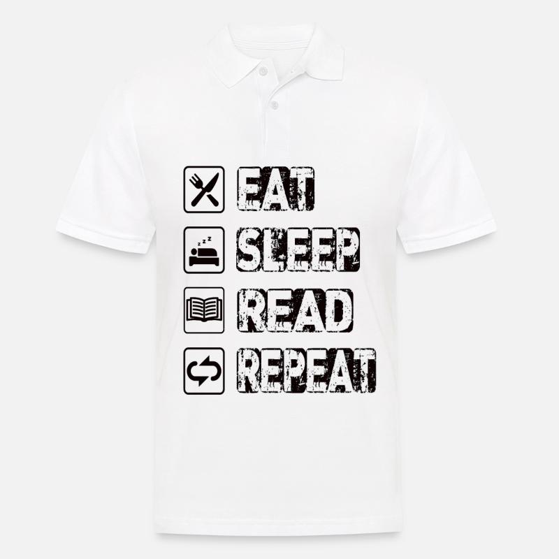 Eat Sleep Read Repeat - Männer Poloshirt - Weiß
