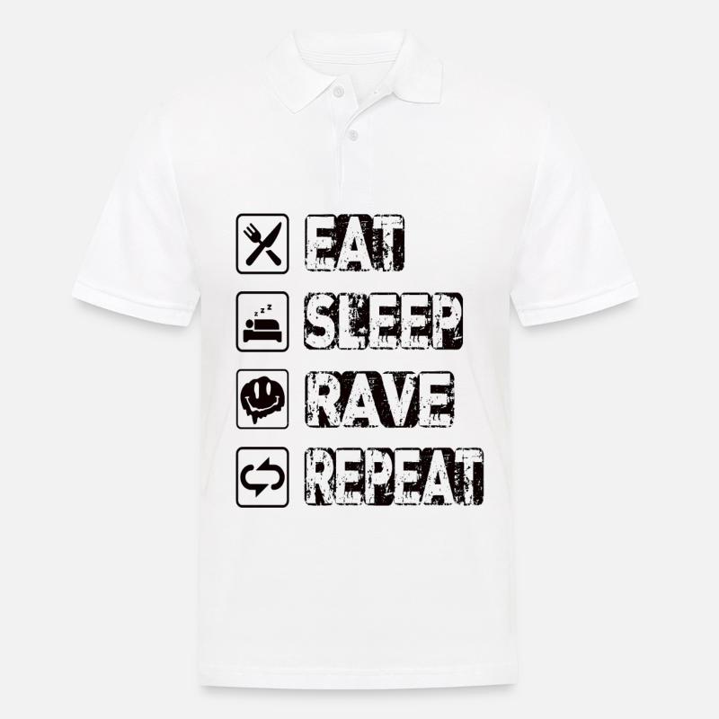 Eat Sleep Rave Repeat - Männer Poloshirt - Weiß