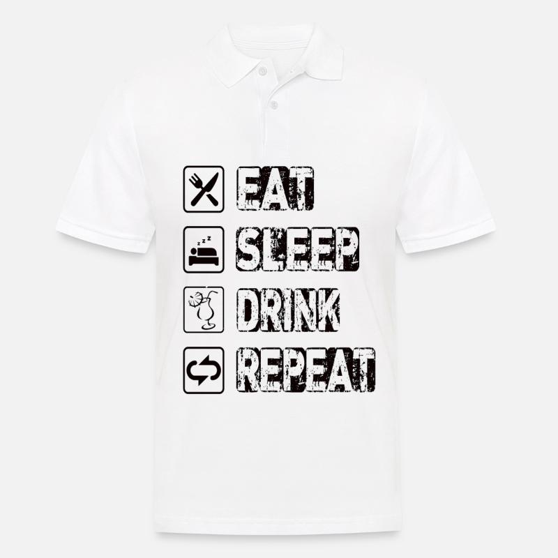 Eat Sleep Drink Repeat - Männer Poloshirt - Weiß