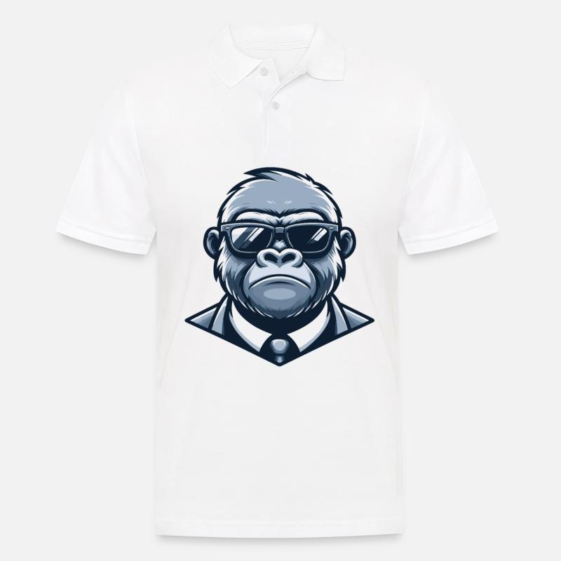 Gorilla mit Sonnenbrille - Männer Poloshirt - Weiß