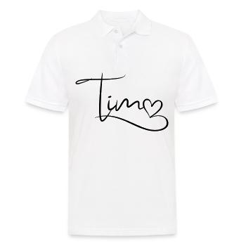 Tim Nom Prénom Décor de coeur - Polo Homme - blanc - Devant - Kai (181cm)