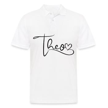 Theo Name First Name Heart Decor - Men's Polo Shirt - white - Front - Kai (181cm)