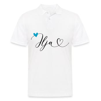 Ilja surname First name Calligraphy heart - Men's Polo Shirt - white - Front - Kai (181cm)
