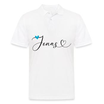 Jonas Nom Prénom Calligraphie Coeur - Polo Homme - blanc - Devant - Kai (181cm)