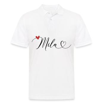 Mila Name Vorname Kalligrafieherz - Männer Poloshirt - Weiß - Vorne - Kai (181cm)