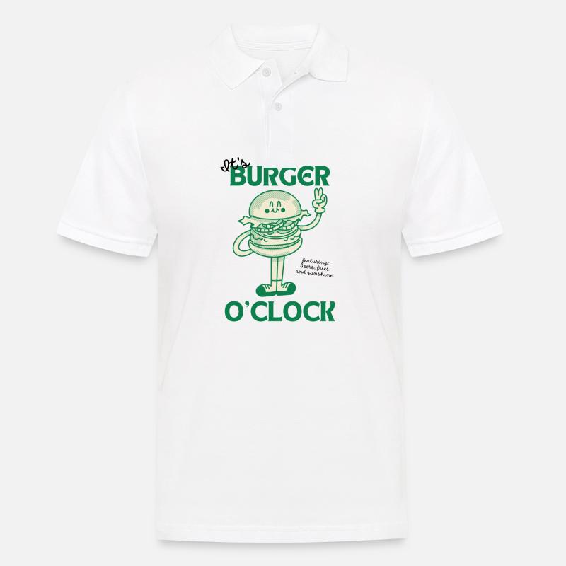 It's Burger o'clock - Männer Poloshirt - Weiß
