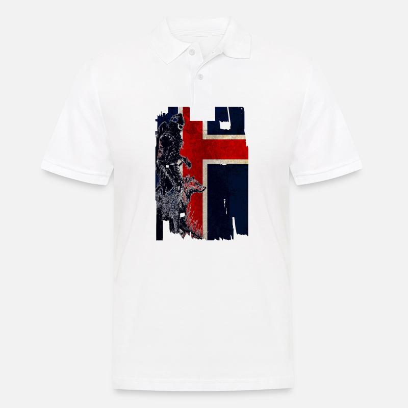 Wikinger Wolfsinsel - Männer Poloshirt - Weiß