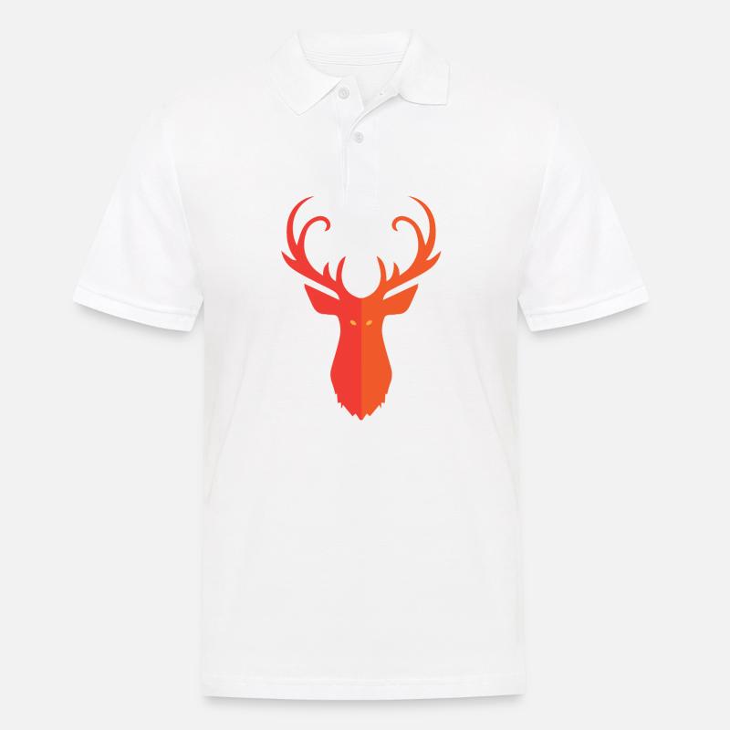 Roter Hirsch - Männer Poloshirt - Weiß