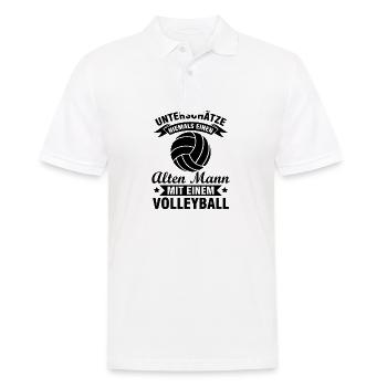Alten mann mit einem Volleyball Spieler Geschenk - Männer Poloshirt - Weiß - Vorne - Kai (181cm)