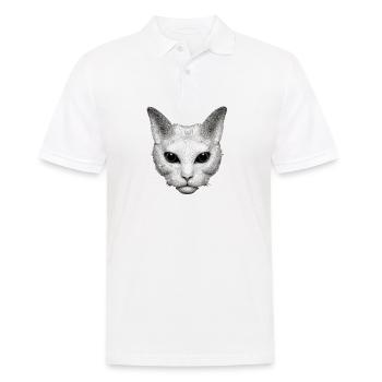 Minimalist Cat Face Design: Charming Illustration - Men's Polo Shirt - white - Front - Kai (181cm)