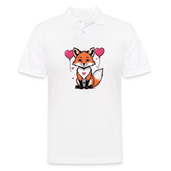 Fuchs Fox Herzchen Herz Süß Geschenk für Frauen - Männer Poloshirt - Weiß - Vorne - Kai (181cm)