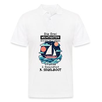 Die Drei Wichtigsten Dinge Im Leben - Segelboot - Männer Poloshirt - Weiß - Vorne - Kai (181cm)