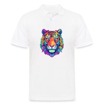 Lebendiger Tigerkopf - Männer Poloshirt - Weiß - Vorne - Kai (181cm)