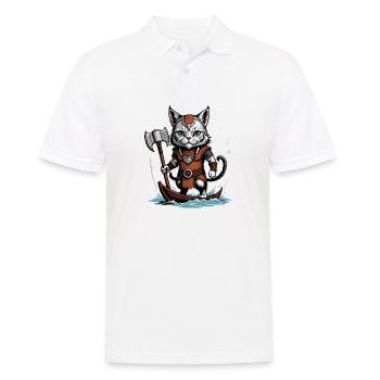Cat Wikinger Viking Katze Geschenk Süß - Männer Poloshirt - Weiß - Vorne - Kai (181cm)