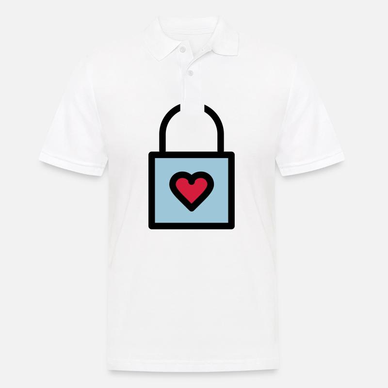 Vorhängeschloss, Liebesschloss - Männer Poloshirt - Weiß