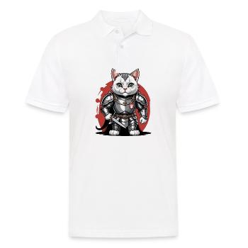 Cat Ritter Knight Katze Geschenk Mittelalter - Männer Poloshirt - Weiß - Vorne - Kai (181cm)
