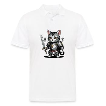 Chat Chevalier Chevalier Chat Cadeau Médiéval - Polo Homme - blanc - Devant - Kai (181cm)
