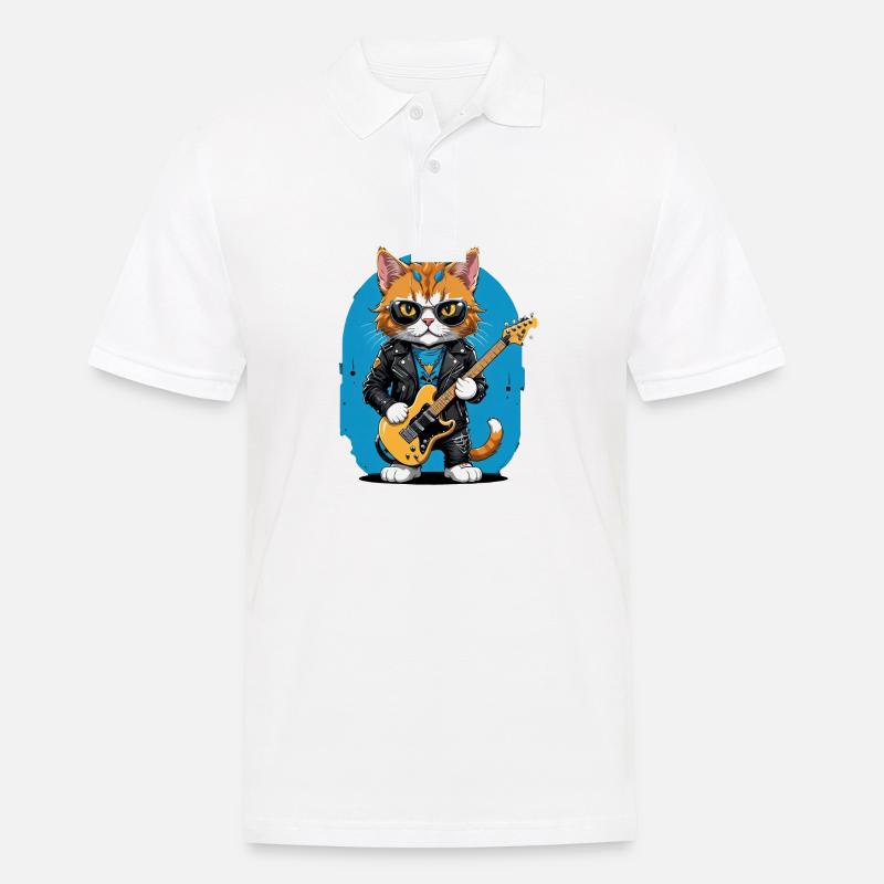 Cat Rocker Katze HardRock Geschenk - Männer Poloshirt - Weiß