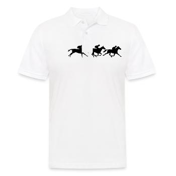 cheval course hippique jockey animation - Polo Homme - blanc - Devant - Kai (181cm)