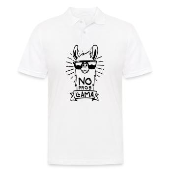 No ProbLlama - cooles Lama Geschenk - Männer Poloshirt - Weiß - Vorne - Kai (181cm)