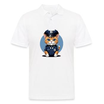 Chats Policier Chat Flic Cadeau Police - Polo Homme - blanc - Devant - Kai (181cm)
