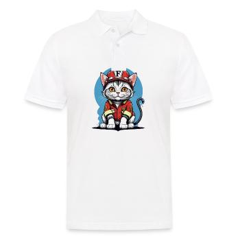 Chat Pompiers Chat Amour Chat Amoureux des Chats - Polo Homme - blanc - Devant - Kai (181cm)