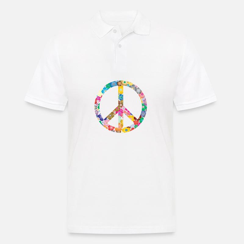 Peace Flower Cadeau d’idée - Polo Homme - blanc