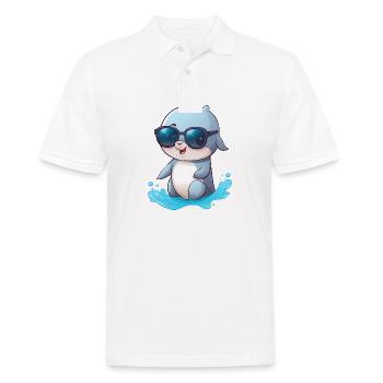 Little cute dolphin wearing sunglasses. - Men's Polo Shirt - white - Front - Kai (181cm)