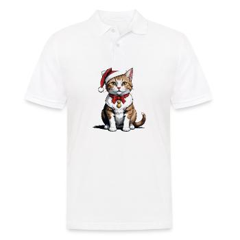 Chat de Noël Père Noël Chat Chat Chat Cadeau - Polo Homme - blanc - Devant - Kai (181cm)